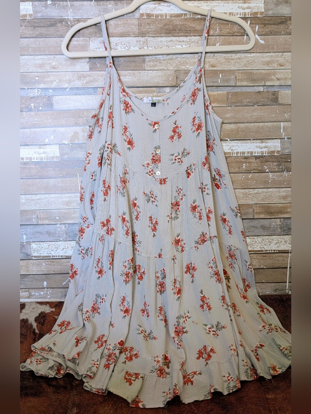 Wild Moss Pale Blue Floral Strappy Sundress Or Tunic
